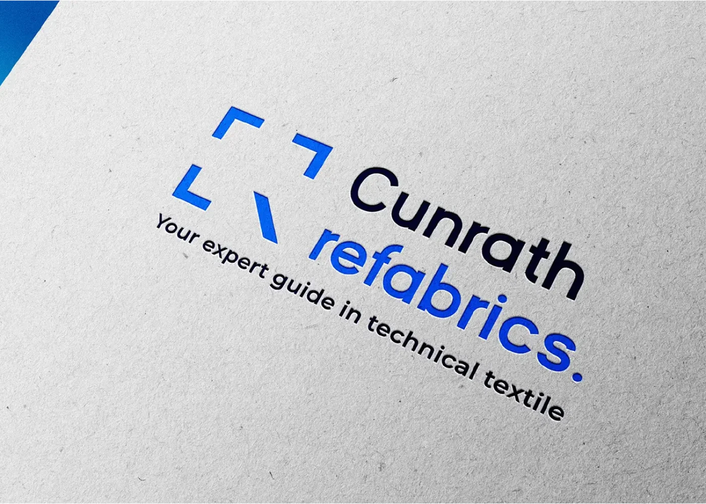 Een mockup van het logo en huisstijl ontwerp van Cunrath refabrics