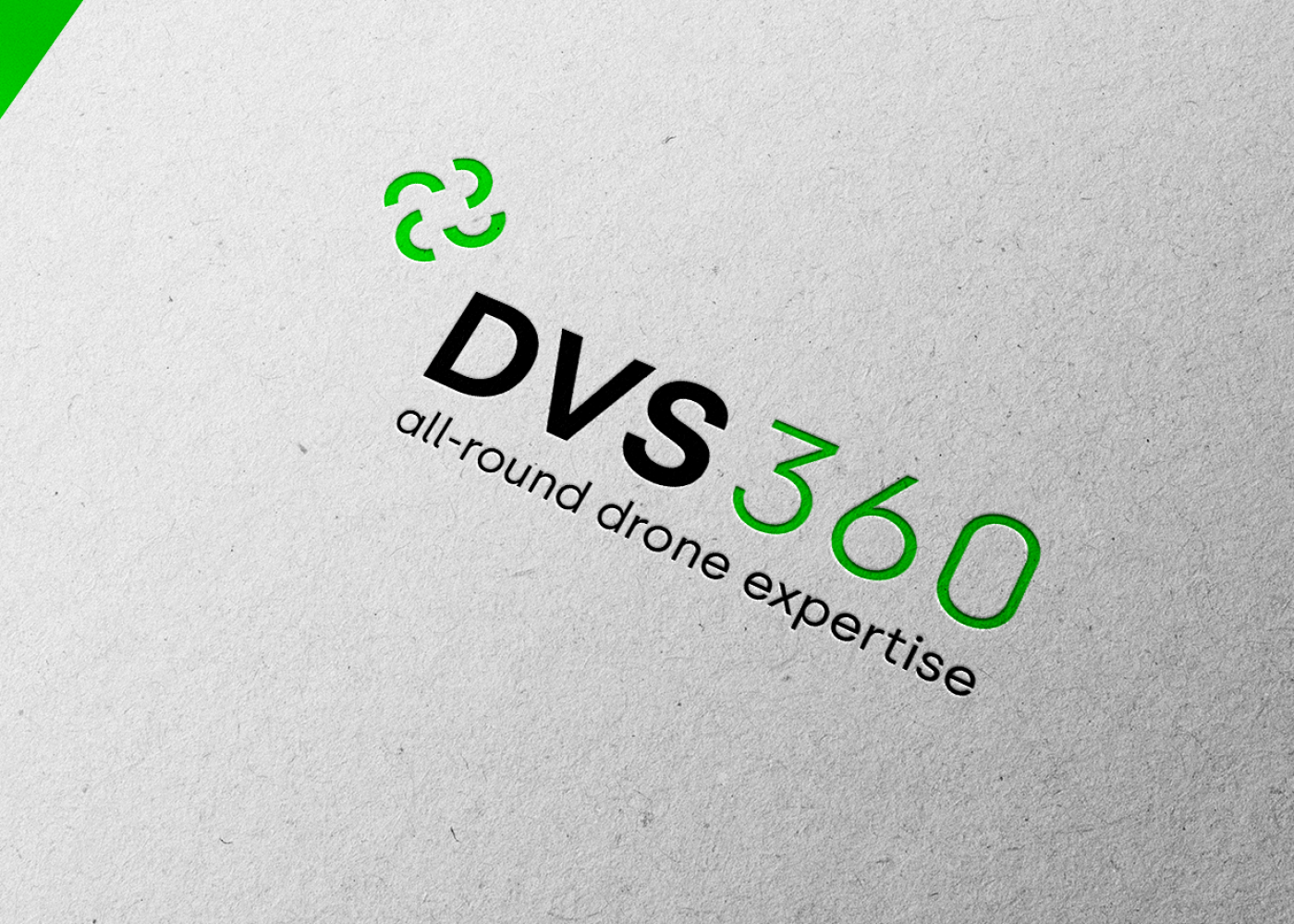 Een mockup van het logo en huisstijl ontwerp van DVS360