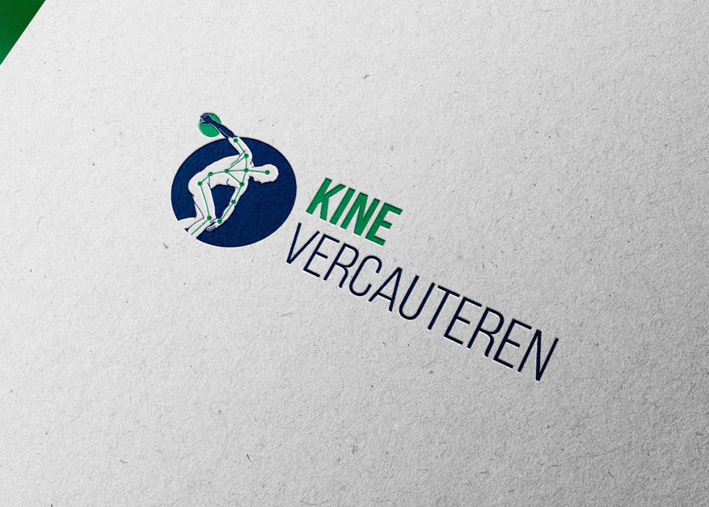 Een mockup van het logo en huisstijl ontwerp van Kine Vercauteren
