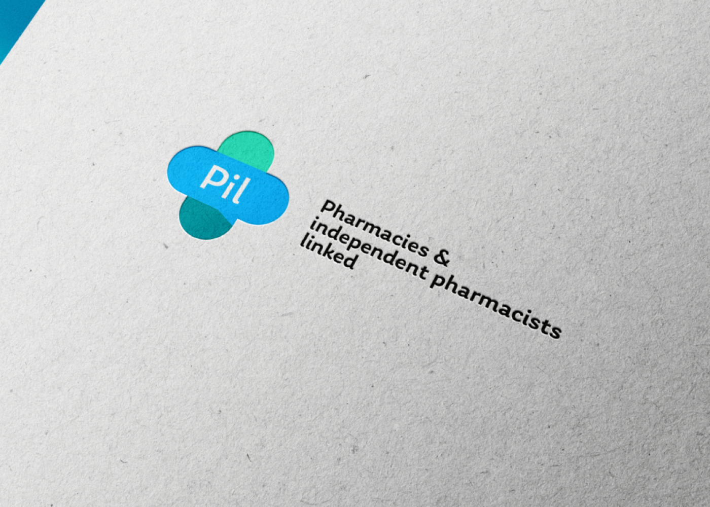 Een mockup van het logo en huisstijl ontwerp van Pil Platform